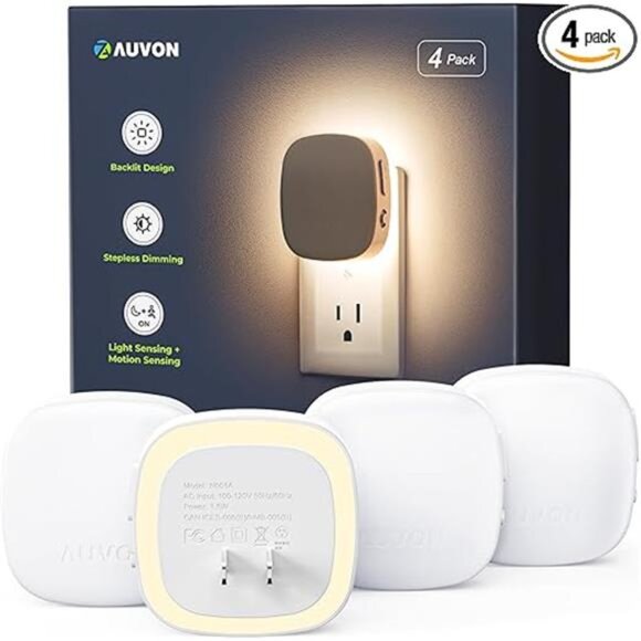 Plug-in LED Backlit Night Light with Motion Sensor & Dusk to Dawn Sensor, Warm - Picture 7 of 7